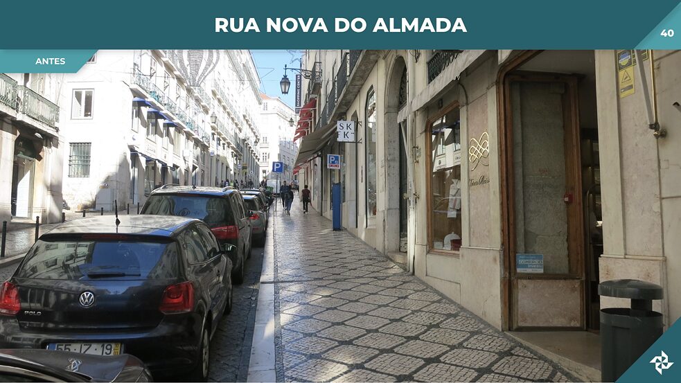 A tradicional Rua Nova do Almada, na zona do Chiado, tal como ainda é hoje. 