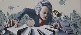 Ludwig van Beethoven habría cumplido 250 años en 2020: arte callejero en Bonn, su ciudad natal.