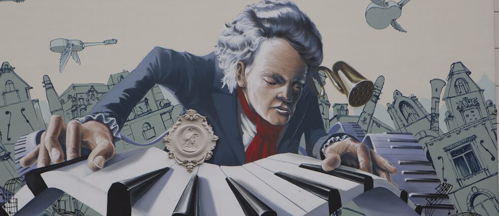 V roce 2020 by se Ludwig van Beethoven dožil 250 let. Streetart v jeho rodném městě Bonnu. 