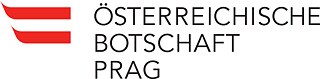 Rot-weißes Logo Österreichische Botschaft Prag