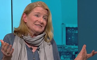 Corinna Hauswedell während eines TV-Interviews zum Brexit