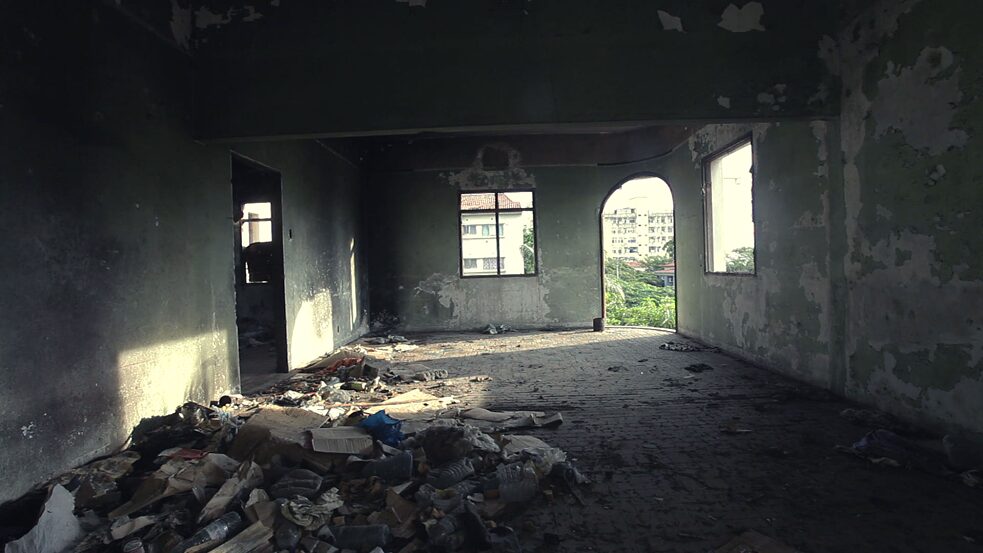 Colonial history – This screenshot captures the abandoned remains of the interior space of Vila Algarve in Maputo, Mozambique.