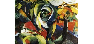 Franz Marc, Der Mandrill, 1913, Öl auf Leinwand, 40 x 27,7 cm. München, Pinakothek der Moderne