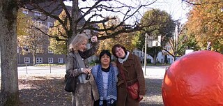 Barbara Weidle, Weidle-Verlag Bonn, the author Leila S. Chudori and the translator Sabine Müller during the Literaturtage in Zofingen, Switzerland, 2015
