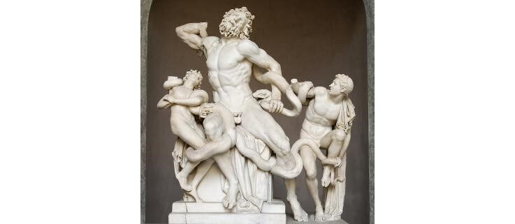 Laocoon et ses fils, marbre blanc, c. Ier s. av. J.-C., attribué à Agésandros, Athénodoros et Polydoros, 208 x 163 x 112 cm, Musée du Vatican