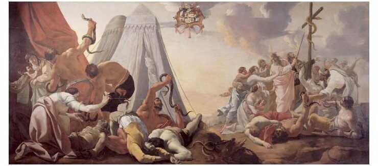 Aubin Vouet, Die eherne Schlange, um 1630, Öl auf Holz, 283 x 629 cm, Musées des Augustins, Toulouse