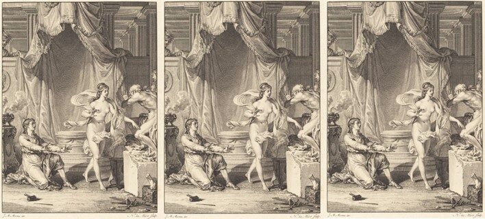 Noël Le Mire nach Jean-Michel Moreau, Pygmalion, 1778, Gravur, 29,4 x 22,2 cm, Illustration in: Jean-Jacques Rousseau, Collection complète des œuvres, 1774-1783, Genève