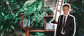 Der Musikstudent Kaspar mit seiner Posaune