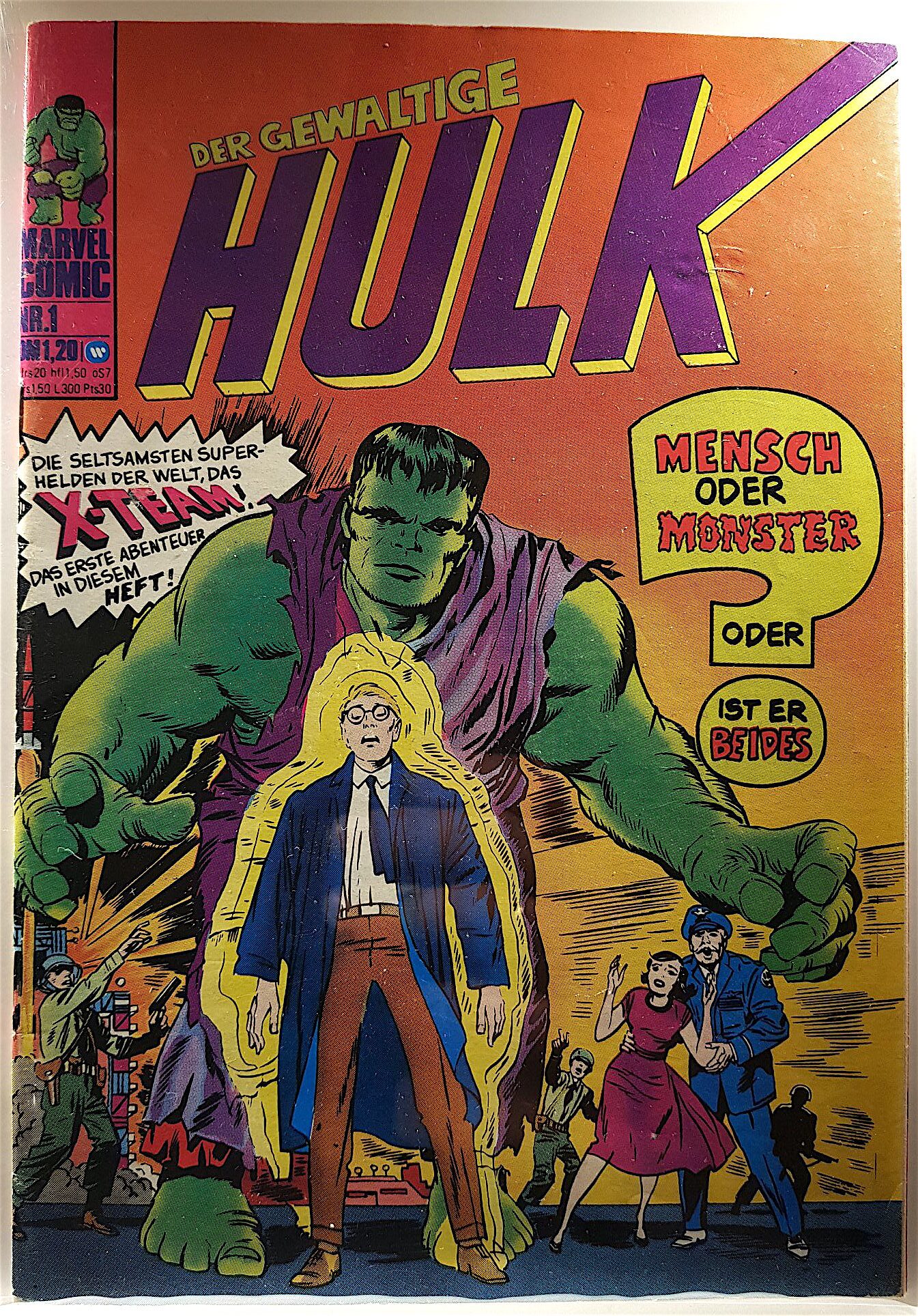 Carátula de la edición alemana Hulk Nº 1 con Hulk ya coloreado de verde
