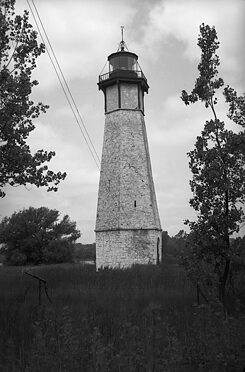 A historical photograph of the Gibraltar Point lighthouse