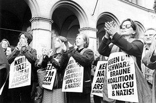 Racism – Participants in a demonstration against the opponents of the exhibition “Vernichtungskrieg, Verbrechen der Wehrmacht 1941 bis 1944” (War of Extermination, Crimes of the Nazi Army from 1941 to 1944) in Munich in 1997.