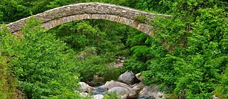 Steinbogenbrücke über einen Bach