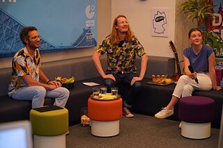 Matthieu, Falk und Alix im Studio