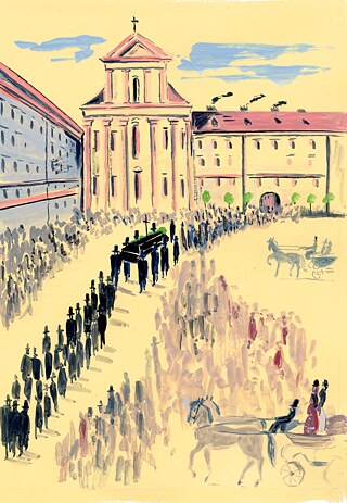 Es erscheinen viele Menschen bei Beethovens Beerdigung