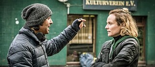 Fatih Akin and Diane Kruger on the set of “Aus dem Nichts”