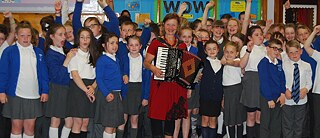 Group of pupils with Martina Schwarz