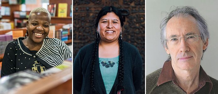 The recipients: Zukiswa Wanner, Elvira Espejo Ayca and Ian McEwan 