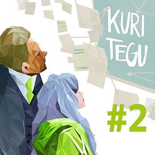 Eine Frau und ein Mann schauen auf eine Texttafel mit dem Schriftzug Kuri tegu. © Illustratorin: Julia Klement © GI Estland Introbild Böse Tat 2