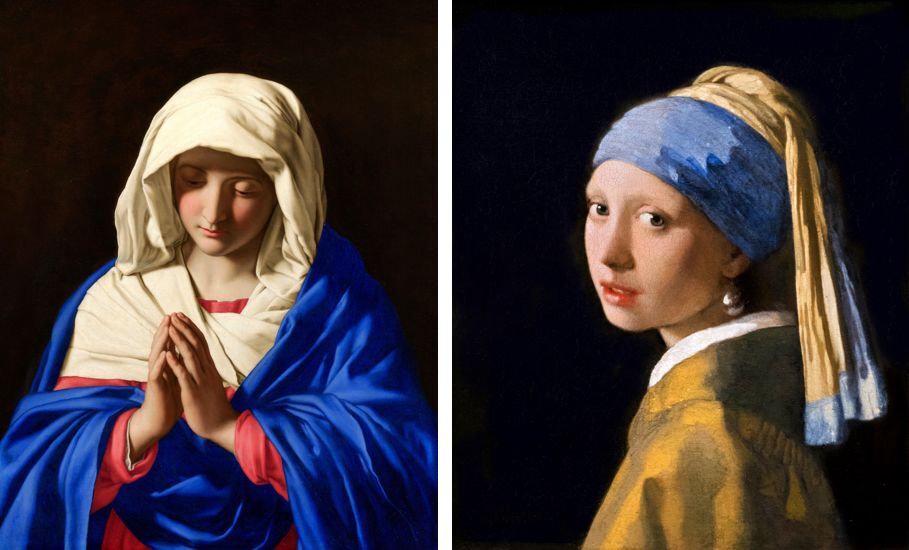 Sassoferratos 'Die Jungfrau im Gebet' und Johannes Vermeers 'Das Mädchen mit dem Perlenohrgehänge'