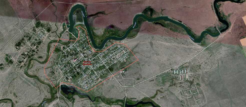 Das ehemalige deutsche Dorf Schöntal, nun Dolina, in der Nähe von Saratow