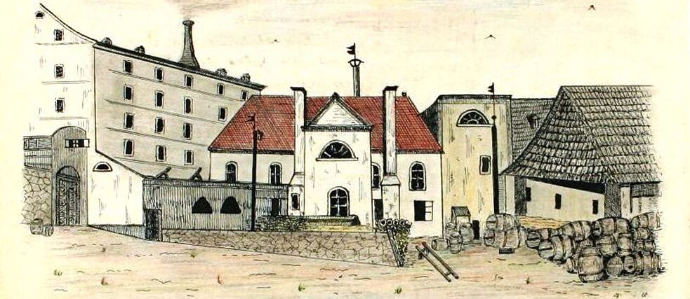 Sugar factory in Dačice around 1840