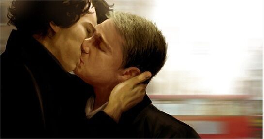 Fan-Kunst: Holmes und Watson küssen sich leidenschaftlich 
