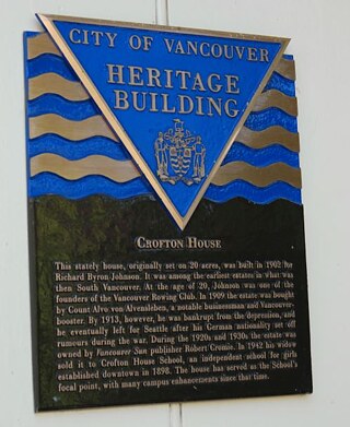 Commemorative plaque at "Crofton House"