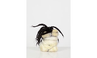 Hoda Tawakol, Nude #1, 2011, fabric, synthetic hair, rice, resin, 15 x 18 x 16 cm. 