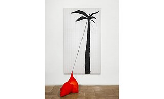 Hoda Tawakol, When the dates turn red #2, 2015, fabric, styrofoam, nylons, 325 x 140 x 100 cm. 