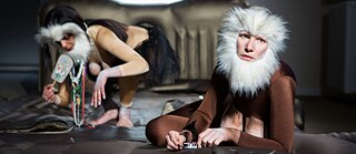 Zwei Menschen im Affenkostüm