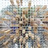 Die „Verschwindende Wand“, das Plexiglasgerüst mit Holzklötzen, auf denen Zitate stehen.