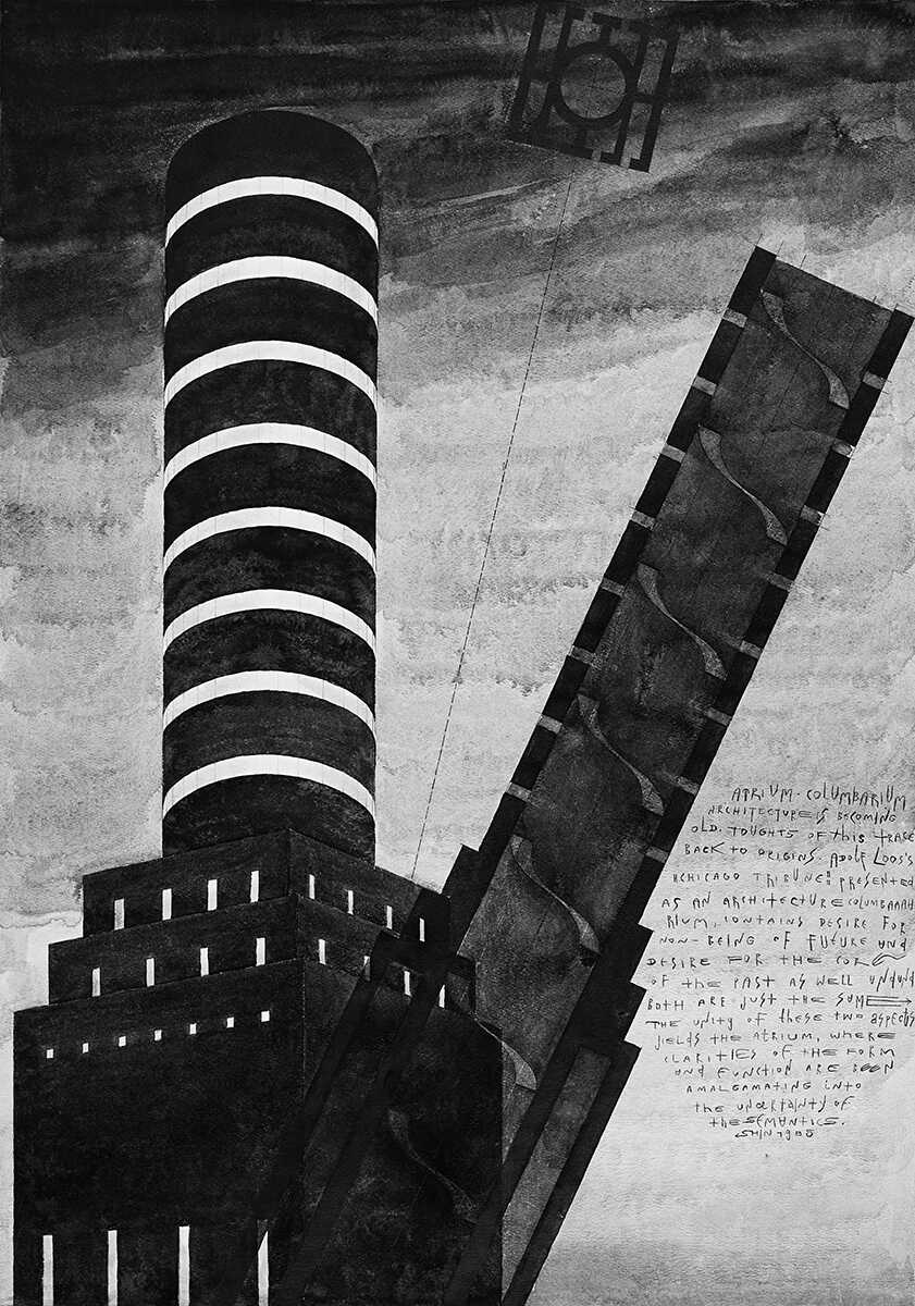 Atrium-Kolumbarium, Projekt für den Wettbewerb der Zeitschrift „JA“ | V. N. Schlaudraff, W. J. Misin. 1985