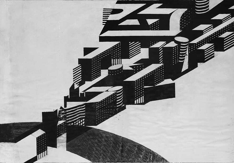 Wettbewerbsprojekt Wohnhaus in der Orjonikidse-Straße, Nowosibirsk, Blatt 4 | W. N. Smyschljaew, W. J. Misin, E. W. Burow, V. I. Kahn, 1986