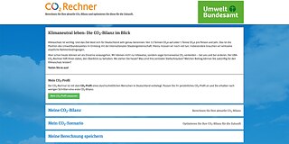 <b>Kennen Sie Ihren ökologischen Fußabdruck?</b><br>Mit dem vom Umweltbundesamt und der Initiative KlimaAktiv entwickelten CO2-Rechner kann jeder seine persönliche CO2-Bilanz berechnen. Auf deren Grundlage wird im Anschluss ein CO2-Szenario gestartet. Gute Vorsätze für die Zukunft, wie zum Beispiel die Wohnraumtemperatur um ein Grad zu senken oder auf ein umweltfreundliches Fahrzeug umzusteigen, können dabei berücksichtigt werden. Schließlich visualisiert der Rechner die Auswirkungen des persönlichen Klimaplans für die nächsten 30 Jahre. Wie weit weicht Ihr Lebensstil vom Klimaschutzziel ab, die Treibhausgase in Deutschland bis 2050 um 95% zu reduzieren?
