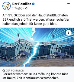 A tweet from the German satirical news website Der Postillon