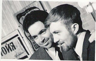 Mikhail Makarenko and Vyacheslav Rodionov. Inscription on the back side: 1967, Akademgorodok, Novosibirsk. 