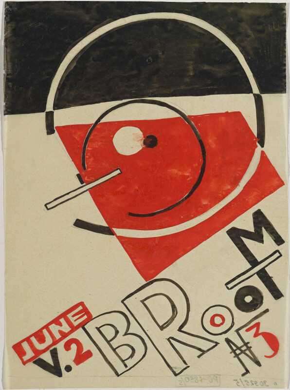 Layout des Titelbildes des Kulturmagazins <i>Broom</i>. Sammlung des Van Abbemuseums, Eindhoven, Niederlande