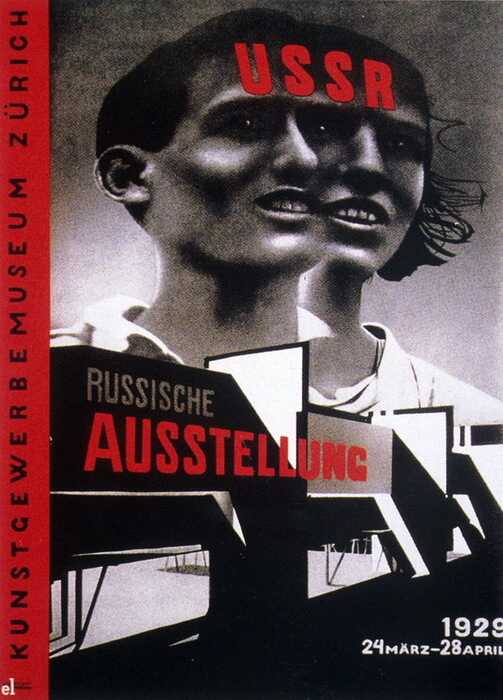 Plakat der Ausstellung der russischen Kunst in Zürich. Museum für Gestaltung, Zürich, Schweiz.