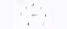 Siniša Ilić, “Social Distancing 4”, ink on paper 