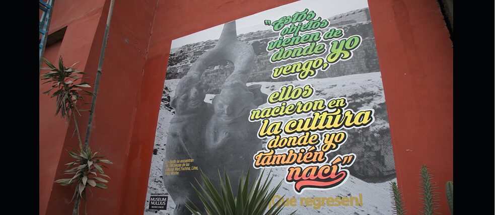 Latitude – “Museum Nullius”, poster intervention in public space by Natalia Rodríguez Ramírez, Lima, 2020, street view