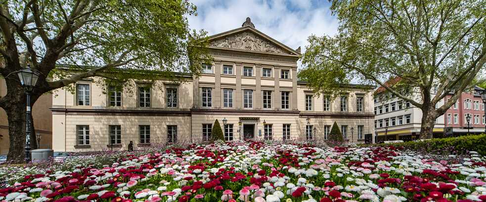 The historic auditorium building at Georg August Universität in Gottingen’s downtown district.