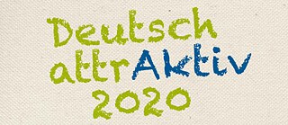 Schriftzug Deutsch attraktiv in grün blau