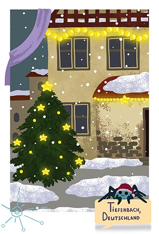 Tiefenbach. Weihnachtskarte. Alexandra Wodolaschtschenko