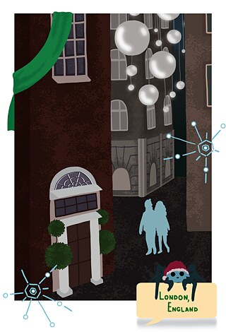 London. Weihnachtskarte. Alexandra Wodolaschtschenko