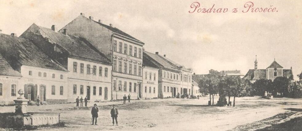Böhmische Stadt Proseč am Anfang des 20. Jahrhunderts.