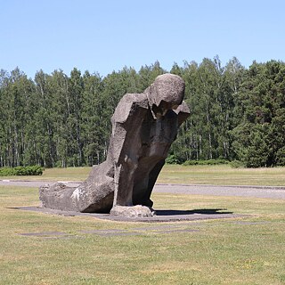 Sculpture in the memorial at Salaspils, the Latvian concentration camp southeast of Riga 