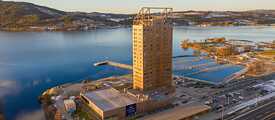 El edificio de madera Mjøsatårnet