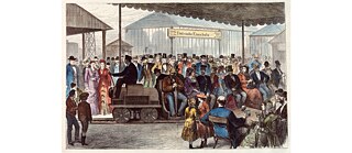 Presentation of the first electric railway, Berlin 1879: According to Karen Yeung, the first Industrial Revolution can be regarded as a precedent that illustrates our present circumstances – while the quality of our lives has improved, we now face a serious climate catastrophe.