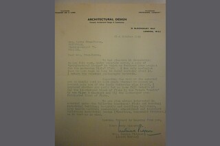 Brief von Architectural Design an Lotte Stam-Beese, London 1949