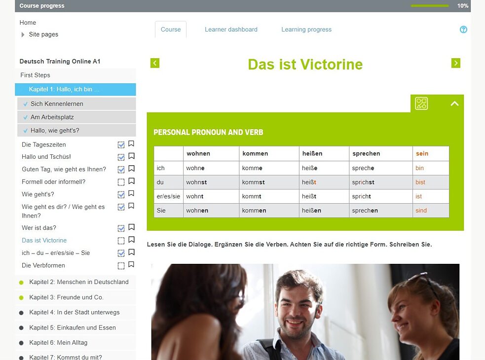 German Training Online includes information on all important grammar topics.